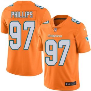 Finest Dolphins #97 Jordan Phillips Orange Youth Stitched NFL Limited Rush Jersey