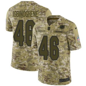 Exquisite Dolphins #46 Noah Igbinoghene Camo Youth Stitched NFL Limited 2018 Salute To Service Jersey