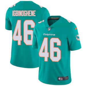 Finest Dolphins #46 Noah Igbinoghene Aqua Green Team Color Youth Stitched NFL Vapor Untouchable Limited Jersey