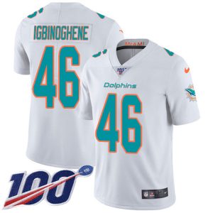Exquisite Dolphins #46 Noah Igbinoghene White Youth Stitched NFL 100th Season Vapor Untouchable Limited Jersey