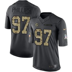 Outstanding Dolphins #97 Jordan Phillips Black Youth Stitched NFL Limited 2016 Salute to Service Jersey