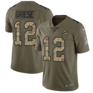 Superb Dolphins #12 Bob Griese Olive/Camo Youth Stitched NFL Limited 2017 Salute to Service Jersey