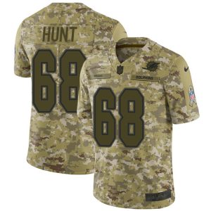 Premium Dolphins #68 Robert Hunt Camo Youth Stitched NFL Limited 2018 Salute To Service Jersey