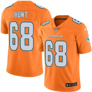 Exquisite Dolphins #68 Robert Hunt Orange Green Youth Stitched NFL Limited Rush Jersey