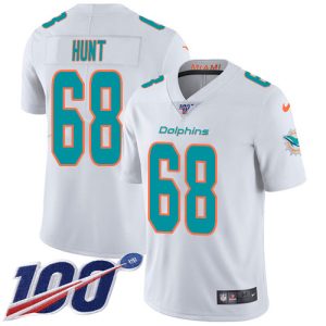 High quality Dolphins #68 Robert Hunt White Youth Stitched NFL 100th Season Vapor Untouchable Limited Jersey