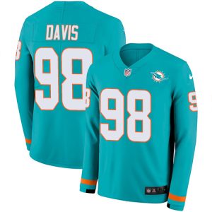Premium Dolphins #98 Raekwon Davis Aqua Green Team Color Youth Stitched NFL Limited Therma Long Sleeve Jersey