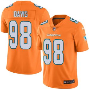 Premium Dolphins #98 Raekwon Davis Orange Green Youth Stitched NFL Limited Rush Jersey