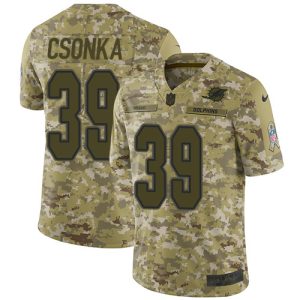 Superior Dolphins #39 Larry Csonka Camo Youth Stitched NFL Limited 2018 Salute to Service Jersey