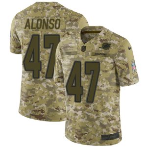 Premium Dolphins #47 Kiko Alonso Camo Youth Stitched NFL Limited 2018 Salute to Service Jersey