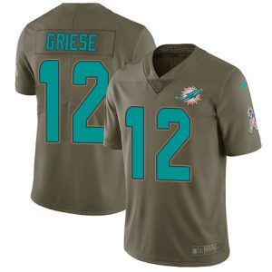 Superior Dolphins #12 Bob Griese Olive Youth Stitched NFL Limited 2017 Salute to Service Jersey