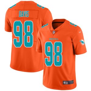 Exceptional Dolphins #98 Raekwon Davis Orange Youth Stitched NFL Limited Inverted Legend Jersey