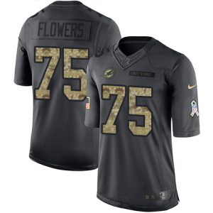 Superior Dolphins #75 Ereck Flowers Black Youth Stitched NFL Limited 2016 Salute to Service Jersey