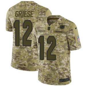 Superb Dolphins #12 Bob Griese Camo Youth Stitched NFL Limited 2018 Salute to Service Jersey