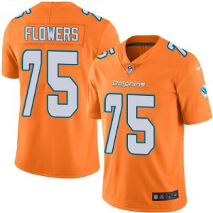 Exquisite Dolphins #75 Ereck Flowers Orange Green Youth Stitched NFL Limited Rush Jersey