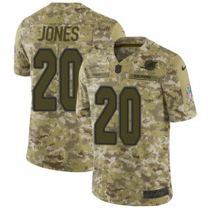 Premium Dolphins #20 Reshad Jones Camo Youth Stitched NFL Limited 2018 Salute to Service Jersey