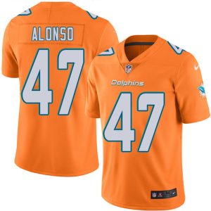 Exquisite Dolphins #47 Kiko Alonso Orange Youth Stitched NFL Limited Rush Jersey