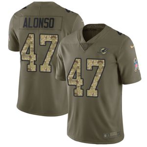 Exceptional Dolphins #47 Kiko Alonso Olive/Camo Youth Stitched NFL Limited 2017 Salute to Service Jersey
