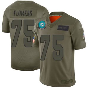Outstanding Dolphins #75 Ereck Flowers Camo Youth Stitched NFL Limited 2019 Salute To Service Jersey