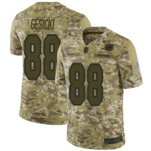 Exceptional Dolphins #88 Mike Gesicki Camo Youth Stitched NFL Limited 2018 Salute to Service Jersey