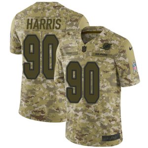 Superior Dolphins #90 Charles Harris Camo Youth Stitched NFL Limited 2018 Salute to Service Jersey