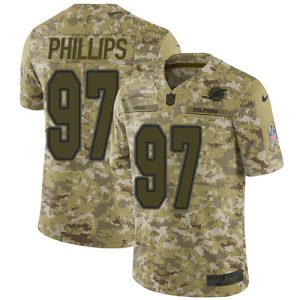 Outstanding Dolphins #97 Jordan Phillips Camo Youth Stitched NFL Limited 2018 Salute to Service Jersey