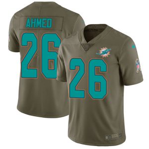 Exceptional Dolphins #26 Salvon Ahmed Olive Youth Stitched NFL Limited 2017 Salute To Service Jersey