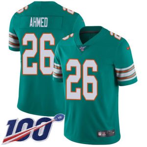 Exquisite Dolphins #26 Salvon Ahmed Aqua Green Alternate Youth Stitched NFL 100th Season Vapor Untouchable Limited Jersey