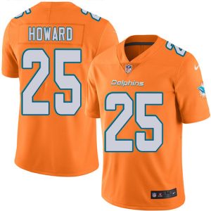 Exceptional Dolphins #25 Xavien Howard Orange Youth Stitched NFL Limited Rush Jersey