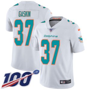 Exquisite Dolphins #37 Myles Gaskin White Youth Stitched NFL 100th Season Vapor Untouchable Limited Jersey