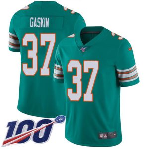 Marvelous Dolphins #37 Myles Gaskin Aqua Green Alternate Youth Stitched NFL 100th Season Vapor Untouchable Limited Jersey