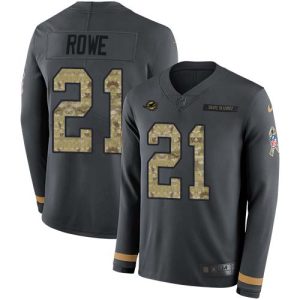 Marvelous Dolphins #21 Eric Rowe Anthracite Salute to Service Youth Stitched NFL Limited Therma Long Sleeve Jersey