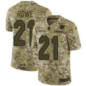 Exquisite Dolphins #21 Eric Rowe Camo Youth Stitched NFL Limited 2018 Salute To Service Jersey