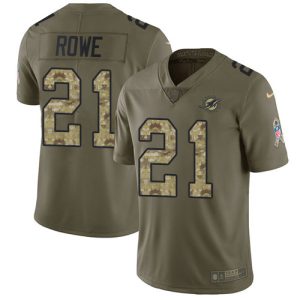 Premium Dolphins #21 Eric Rowe Olive/Camo Youth Stitched NFL Limited 2017 Salute To Service Jersey