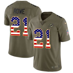 Marvelous Dolphins #21 Eric Rowe Olive/USA Flag Youth Stitched NFL Limited 2017 Salute To Service Jersey