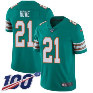 Gorgeous Dolphins #21 Eric Rowe Aqua Green Alternate Youth Stitched NFL 100th Season Vapor Untouchable Limited Jersey