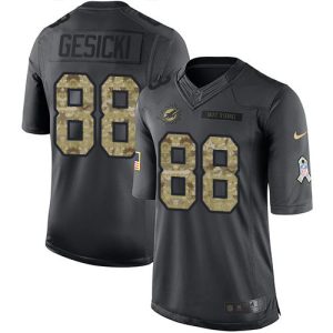 Outstanding Dolphins #88 Mike Gesicki Black Youth Stitched NFL Limited 2016 Salute to Service Jersey