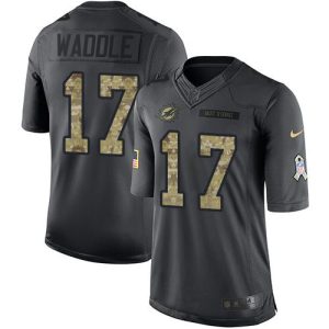 Marvelous Dolphins #17 Jaylen Waddle Black Youth Stitched NFL Limited 2016 Salute to Service Jersey
