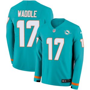 High quality Dolphins #17 Jaylen Waddle Aqua Green Team Color Youth Stitched NFL Limited Therma Long Sleeve Jersey
