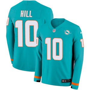 High quality Dolphins #10 Tyreek Hill Aqua Green Team Color Youth Stitched NFL Limited Therma Long Sleeve Jersey