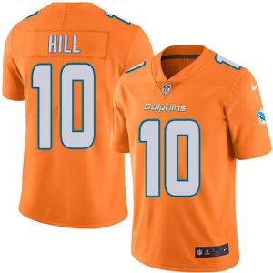 Superb Dolphins #10 Tyreek Hill Orange Youth Stitched NFL Limited Rush Jersey
