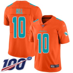 Gorgeous Dolphins #10 Tyreek Hill Orange Youth Stitched NFL Limited Inverted Legend 100th Season Jersey