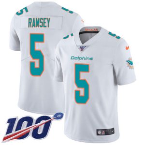 High quality Dolphins #5 Jalen Ramsey White Youth Stitched NFL 100th Season Vapor Limited Jersey
