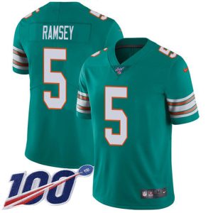 Superior Dolphins #5 Jalen Ramsey Aqua Green Alternate Youth Stitched NFL 100th Season Vapor Untouchable Limited Jersey