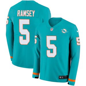 Superb Dolphins #5 Jalen Ramsey Aqua Green Team Color Youth Stitched NFL Limited Therma Long Sleeve Jersey