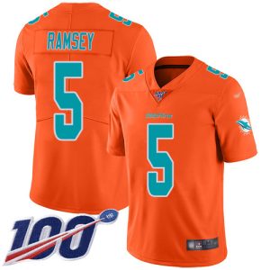 Premium Dolphins #5 Jalen Ramsey Orange Youth Stitched NFL Limited Inverted Legend 100th Season Jersey