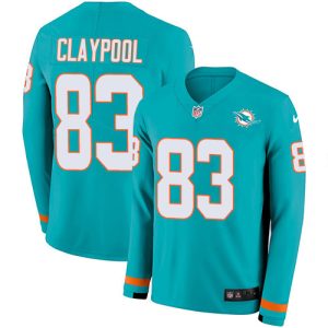 Finest Dolphins #83 Chase Claypool Aqua Green Team Color Youth Stitched NFL Limited Therma Long Sleeve Jersey