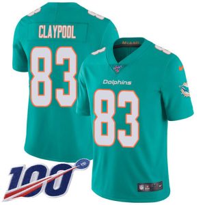 Exceptional Dolphins #83 Chase Claypool Aqua Green Team Color Youth Stitched NFL 100th Season Vapor Untouchable Limited Jersey