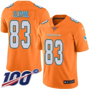 High quality Dolphins #83 Chase Claypool Orange Youth Stitched NFL Limited Rush 100th Season Jersey