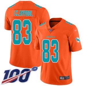 Superior Dolphins #83 Chase Claypool Orange Youth Stitched NFL Limited Inverted Legend 100th Season Jersey