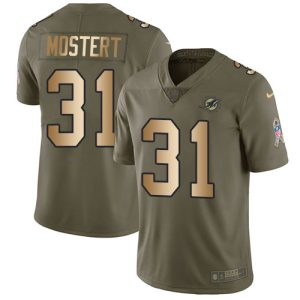 Superior Dolphins #31 Raheem Mostert Olive/Gold Youth Stitched NFL Limited 2017 Salute To Service Jersey